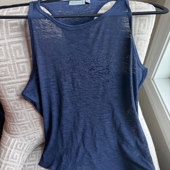 Athleta Breezy Racerback Sheer Tank Top Navy - Picture 2 of 5